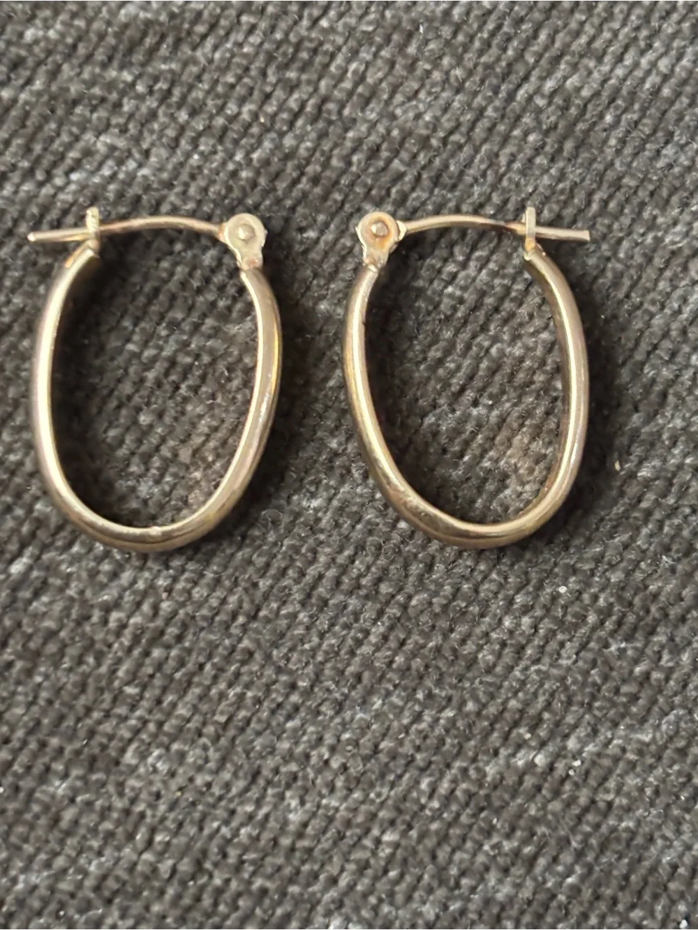 14K 585 YG Oval Hoop Earrings Real Yellow Gold Fine Jewelry